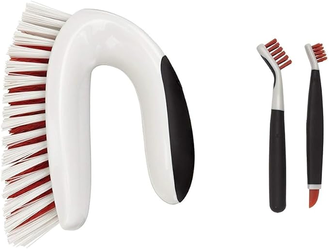 OXO All-Purpose Scrub Brush, Black/White, One Size and OXO Good Grips Deep Clean Brush Set