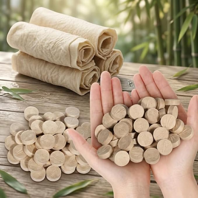 LEKOCH Compressed Towels Bamboo 50 Pcs - Unbleached Face Towels for Travel, Camping & Sensitive Skin | Biodegradable, Expandable, Gym Washcloths
