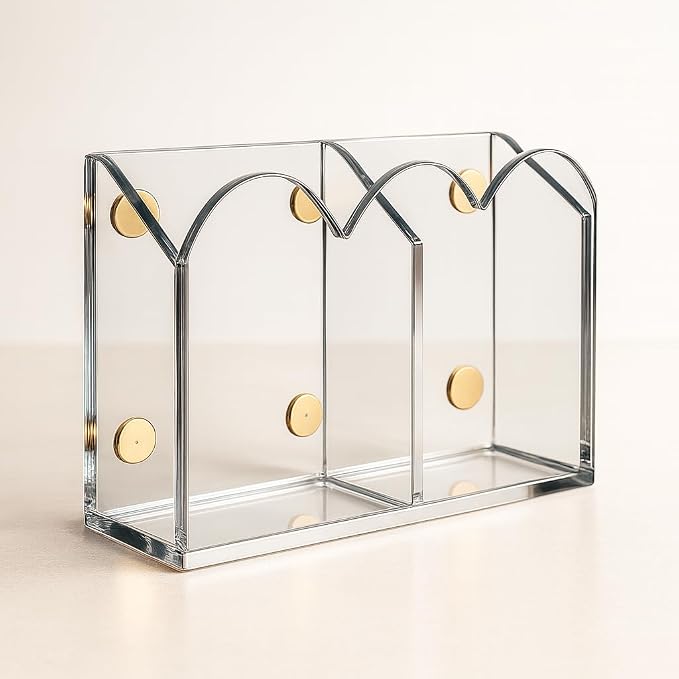 Orelle Scalloped Magnetic Acrylic Pen Holder | Magnetic Pen Holder for Refrigerator, Whiteboard, Office, Magnetic Locker Organizer | Magnetic Dry Erase Marker Holder | Classroom Must Haves | Clear