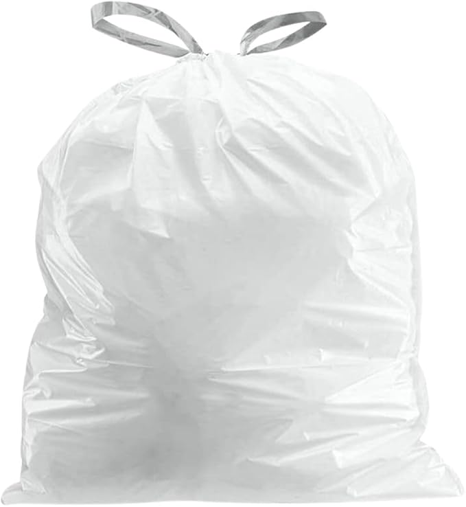 Plasticplace Custom Fit Trash Bags, Compatible with simplehuman Code R (200 Count) White Drawstring Garbage Liners 2.6 Gallon/ 10 Liter 16.5" x 18"