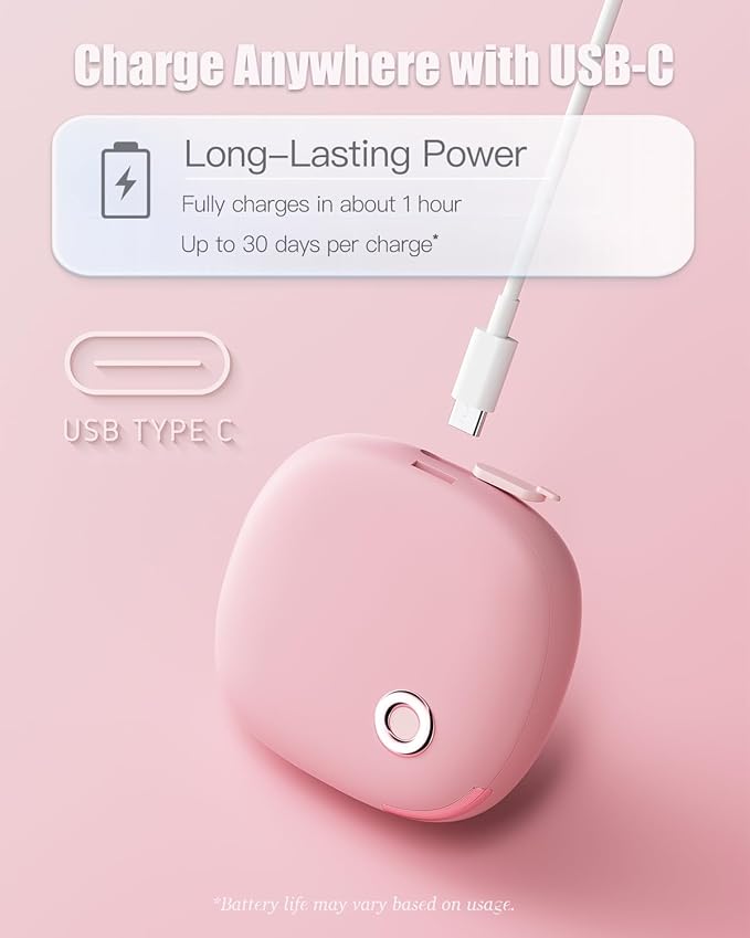 Vastsoon Ultrasonic Contact Lens Cleaner Machine – Portable, Rechargeable Cleaning Kit with 4 Contact Lens Solution Cases, Applicator & Removal Tools – for Travel & Home Use (Pink)