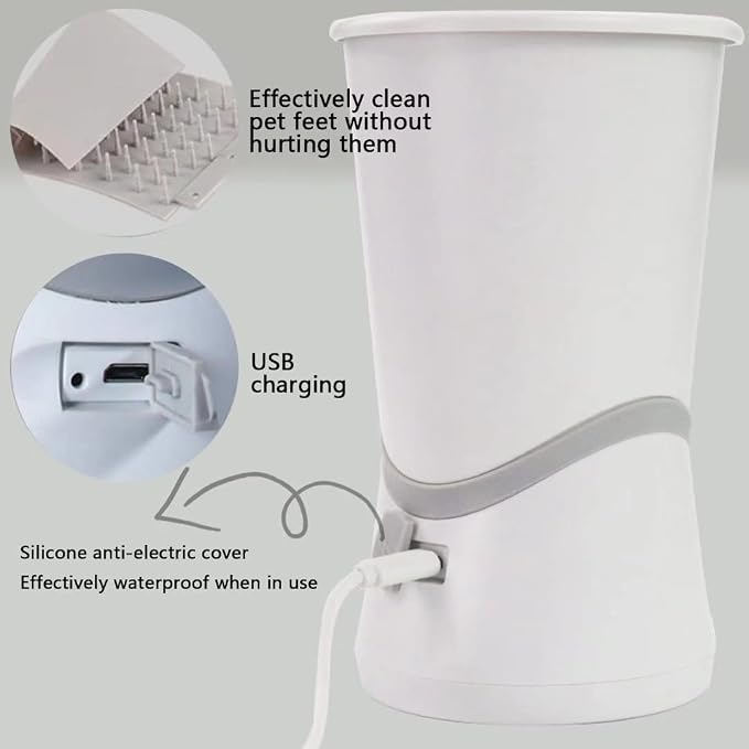 Automatic Silicone Bristles Pet Paw Cleaner Cup - USB Charging, Portable for Muddy Claws, Designed for Small to Medium Dogs