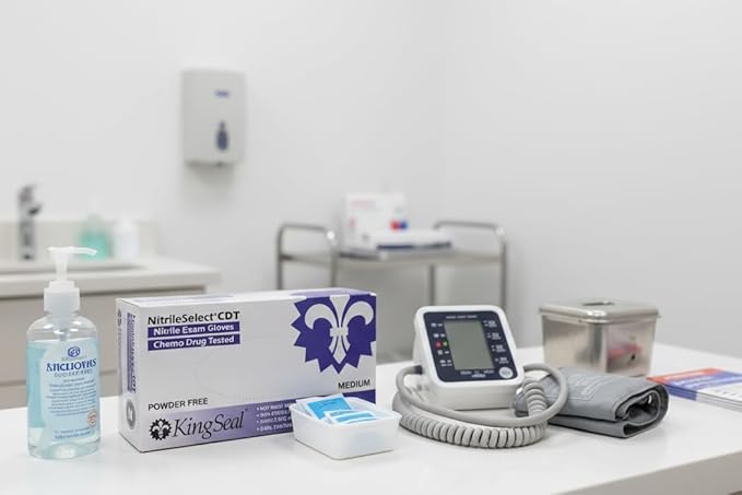 KingSeal NitrileSelect Exam Gloves, Medical Grade, Powder Free, 3 MIL Thickness, Violet Blue, Chemo Drug & Fentanyl Tested