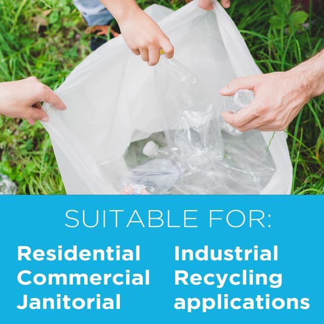 Highbar Select 40-45 Gallon Trash Bags, 1.1 Mil Thickness, Clear Bags, 45 Gallon Trash Bags Heavy Duty, 40" x 46", 100 Count, Ideal for Janitorial, Industrial, Recycling