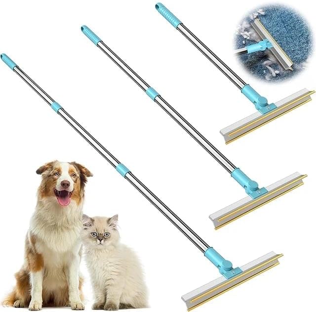 Carpet Rake for Pet Hair Removal,Adjustable Long Handle 51 inches,Cats and Dogs Hair Remover Brush and Lint Remover for Carpets,Mats, Rugs, Couch, Furniture
