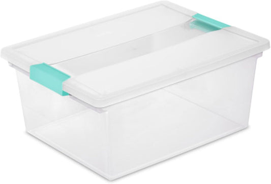 Sterilite 8-Pack Clip Box, Stackable Clear Plastic Bins with Latching Lids, Deep - Writing, Arts or Crafts Supplies Storage Containers for Home, Office, Classroom and Workshop Organization