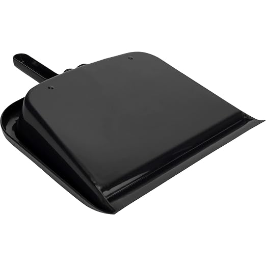 SPARTA Large Handheld Dustpan with Hanging Hole, Heavy-Duty Plastic Dustpan with Wide Lip for Countertops and Surfaces, Plastic, 10 Inches, Black, (Pack of 12)