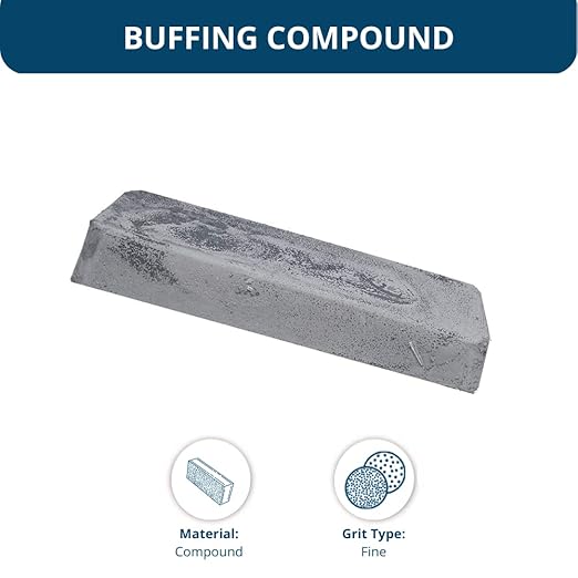 Benchmark Abrasives Gray Polishing Buffing Compound for White Color Hard Metal Polishing Stainless Steel White Gold Chromium Platinum Nickel Plate Sterling Silver, 1 Pound Bar (Gray Stainless)