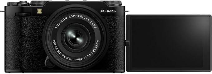 Fujifilm X-M5 Mirrorless Camera with XC 15-45mm f/3.5-5.6 Lens (Black) Bundle with Flexible Tripod, 64GB SD Card & Additional Accessories