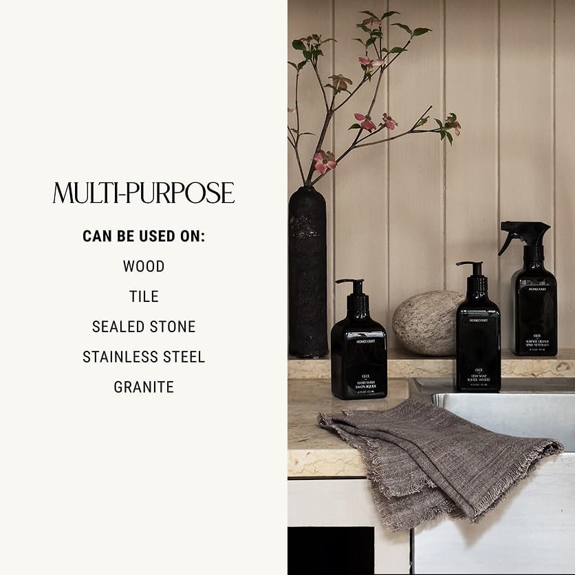 Homecourt All-Purpose Surface Cleaner Spray, Lifts Away Dirt, Smudges & Grease, For Bathroom, Kitchen & more, Clean Formula, Mandarin Basile, 16 fl oz, 2.0