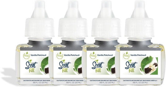 Scent Fill Vanilla Patchouli Plug in Air Freshener, 4 Scented Oil Refills