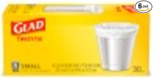 Glad Small Trash Bags - 4 Gallon - 30 Count (Pack of 6)