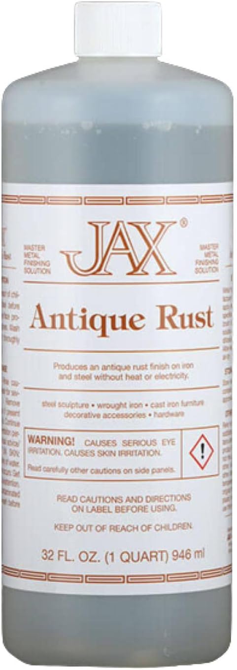 JAX Antique Rust - Metal Finishing Solution - Antique Finish without Heat or Electricity - Quart