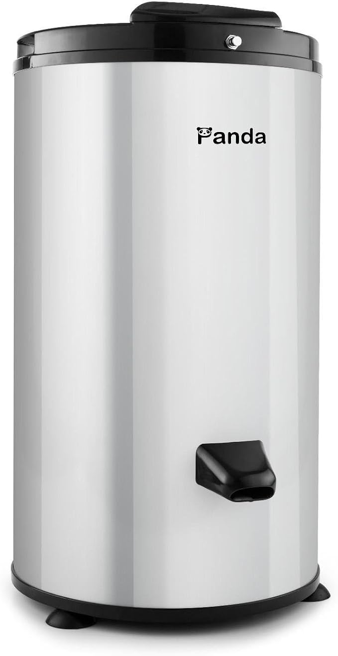 Panda 3200 RPM Portable Spin Dryer – 22lbs Capacity, Stainless Steel Drum & Outer Case, 110V – Stylish Silver