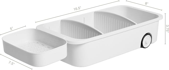 GAROOD Kitchen Under Sink Organizer Cleaning Supply Caddy Storage Bin Under Sink Caddy Rolling Cleaning Organizer with wheels Pull out tray Bathroom Kitchen Organizers Storage 16.5*8*3.75 in - 1 pack