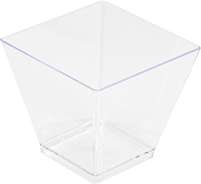 Restaurantware 2 Ounce Mini Kova Cups 20 Square Small Appetizer Cups - Lids Sold Separately Heavy-Duty Clear Plastic Parfait Cups Serve Mousse Puddings Or Samples For Weddings Or Parties