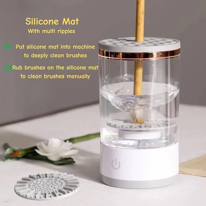 Electric Paint Brush Cleaner, Rinse Cup, Brush Rinser for Painting, Brush Cleaning Washer Rinser for Acrylic, Watercolor Painting, Makeup Brush Cleaner,Brush Holder (1, White)