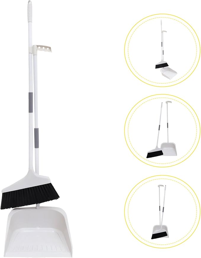 Lurrose Broom and Dustpan Set Heavy Duty Floor Cleaning Kit with Soft Bristles and Ergonomic Long Handle for Home Kitchen Tile and Hardwood Surfaces