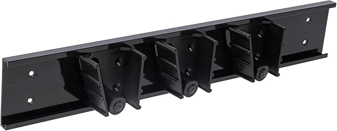 Restaurantware 17.7 Inch Snap-In Design Mop Holder, Black Plastic, 3 Customizable Slots, Screws Included