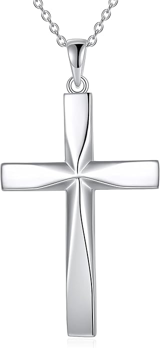 ONEFINITY Religious Cross Pendant Necklace Sterling Silver Origami Cross Pendant Gifts for Women Men Jewelry