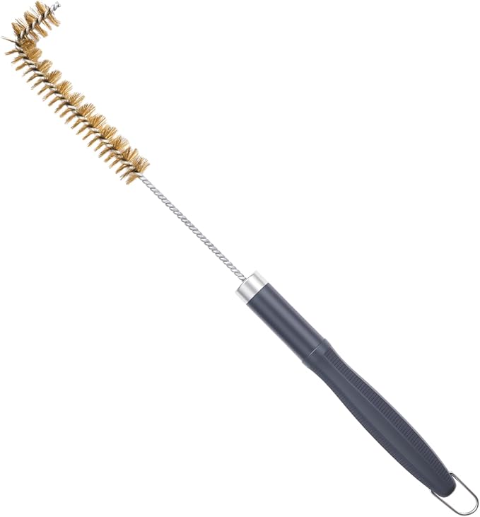 SUNRISE Fryer Brush with Long Handle (Brass with Plastic Handle, L Brush)