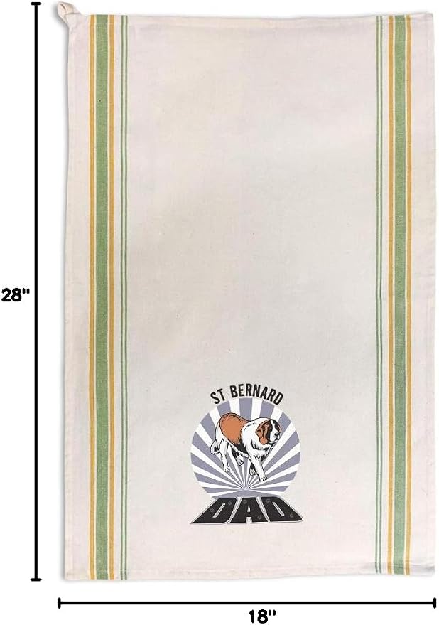 Style In Print Custom Decor Kitchen Towels Dad St Bernard Dog Pets Dogs Cleaning Supplies Dish Towels Green Stripe Design Only