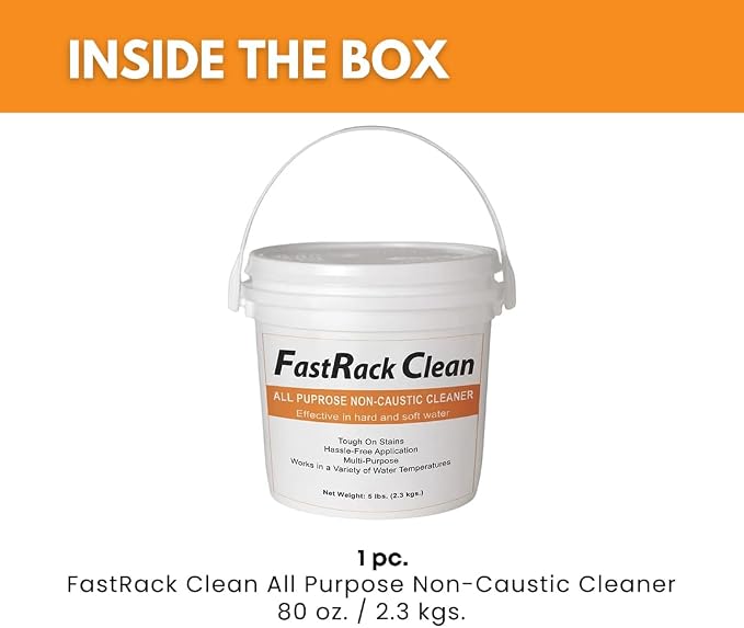 FastClean 5 lbs Non Caustic Cleaner for homebrewing and winemaking by FastRack, Alkaline Homebrew Cleaner with Powerful Formula and Hassle-free Cleanup, Ideal Cleanser for Brewing Equipment - 80 oz
