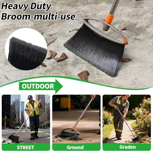 Home Cleaning Bundle: 2-Pack Heavy Duty Collapsible Broom for Pet Hair Indoor Outdoor Floors, 77.5" Professional Window Squeegee Kit with Extension Pole, 3-in-1 Scrubber for Glass Car Shower