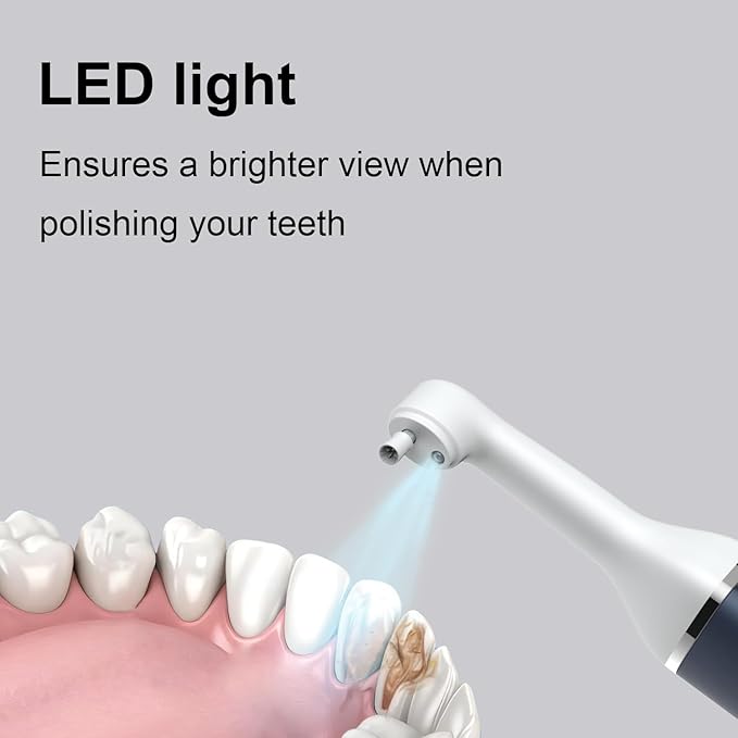 Tooth Polisher and Plaque Remover, Teeth Cleaning Tools for Cleaning and Polishing of Tooth, Dental Cleaning Tools for Brighten and Polish Teeth with 5 Brush Heads, 4 Speed Modes and 3 Polish Pastes