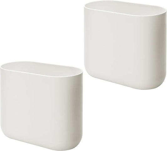 iDesign Small Slim Plastic Bathroom Trash Can, Garbage Can for Bedroom, Office, Desk, Dorm, 2-Pack, Coconut White