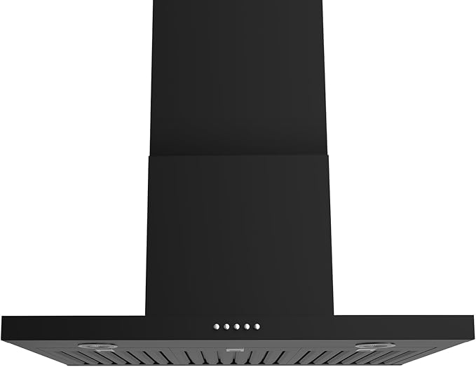 ONEEON 30" Range Hood - 650 CFM Wall Mount Kitchen Exhaust with 3 Speed Fan, LED Lights, Push Button, Ultra-thin Body, Chimney Style Stove Vent Hood & Ducted Exhaust Vent, Black