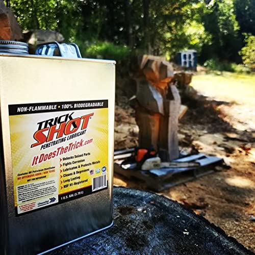 Trick Shot - 3-in-1 Penetrating Lubricant Oil - Biobased Food Grade Industrial Oil for Parts, Rust and Corrosion Remover, Anti-Seize Lubricant Protects Metal Surfaces, Degreases & Cleans - 1-Gallon