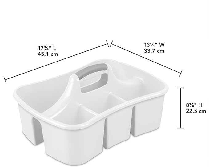 Sterilite 6-Pack Divided Ultra Caddy, Portable Plastic Storage Organizer for Bathroom - Large Organization Holder and Container for Sink, Laundry, and Kitchen Cleaning Supplies