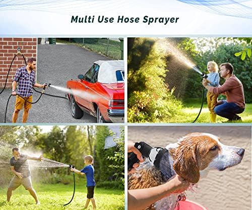 Morvat Brass 4 Way Garden Splitter with Shut Off Valves, Includes Extra Rubber Washers & Teflon Tape PLUS Water Hose Sprayer with 10 Spray Patterns -2-PACK- Thumb Controlled On/Off Lock