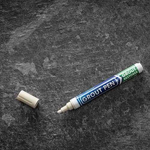 Grout Pen Tile Paint Marker: Waterproof Grout Colorant and Sealer Pen to Renew, Repair, and Refresh Tile Grout - Cleaner Coating Stain Pens - 2 Pack, 5mm Narrow and 15mm Wide Tip Pen - Ivory