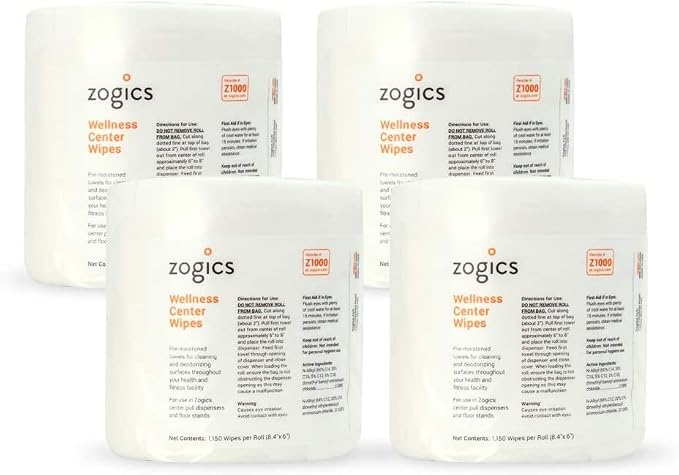 Zogics Wellness Center Wipes and Tabletop Stainless Steel Wipe Dispenser