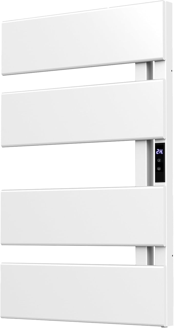 Electric Towel Warmer with Smart LED Timer, Modern [2/3/4] Bar Large Panel Heated Towel Rack, Wall-Mounted Plug-in/Hardwired 2-in-1, Rapid Warmth for Bathrooms, [Matte Black/Alpine White]