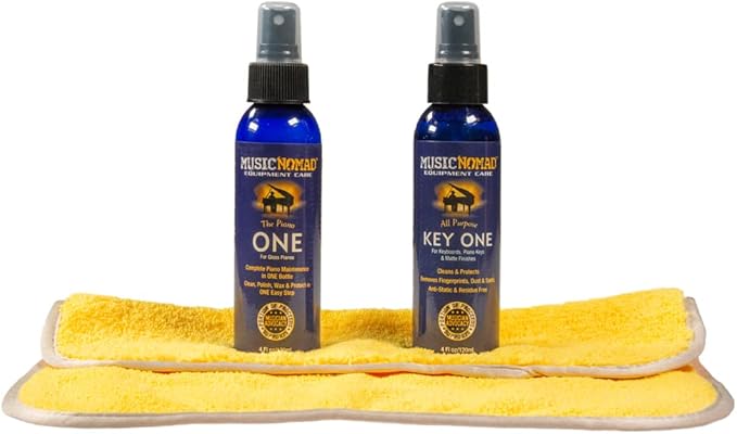 MusicNomad Complete 3 pc. Care Kit for Gloss Pianos - Cleaner, Polish, Cloth (MN132)