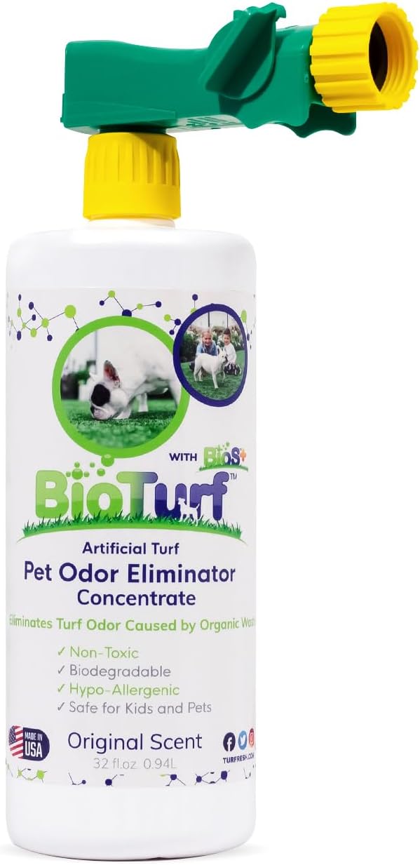 BioTurf BioS+ Artificial Turf Cleaner for Pet Urine Outdoor - Pet Odor Eliminator for Artificial Grass Dog Urine Cleaner - Organic, Non-Toxic - Safe for Use Around Kids, Pets, & Plants, 32oz