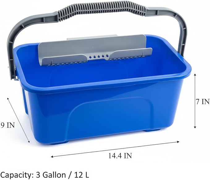 Window Cleaning Kit with 3 Gallon Bucket, 14 Inch Squeegee and Scrubber, 60 Inch Long Handle Window Cleaner Tool, Professional Window Washing Equipment for Home, RV and Commercial Use