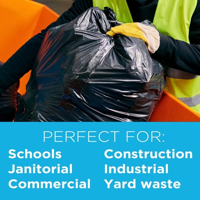 Highbar Select Large Black Trash Bags 55-60 Gallon Heavy Duty, 150 Count, High Density, 22 Micron, 38" x 60", Ideal for Schools, Janitorial, Bathrooms,