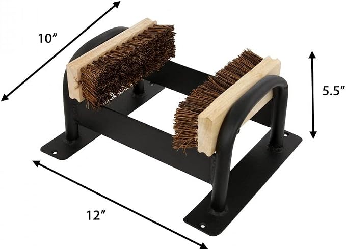 Renovators Supply Manufacturing Boot Scraper 12 in. Black Wrought Iron Floor Mount Boot Brush Scraper
