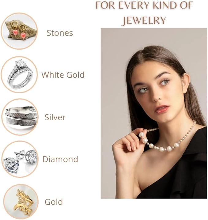 Complete Jewelry Cleaning Kit for Silver, White Gold Platinum, Diamond, Sapphire, and other Stones, Liquid Solution for Ultrasonic Machine & Tarnish Removal Cream for Sparkling Brilliance 0.5oz/0.4oz