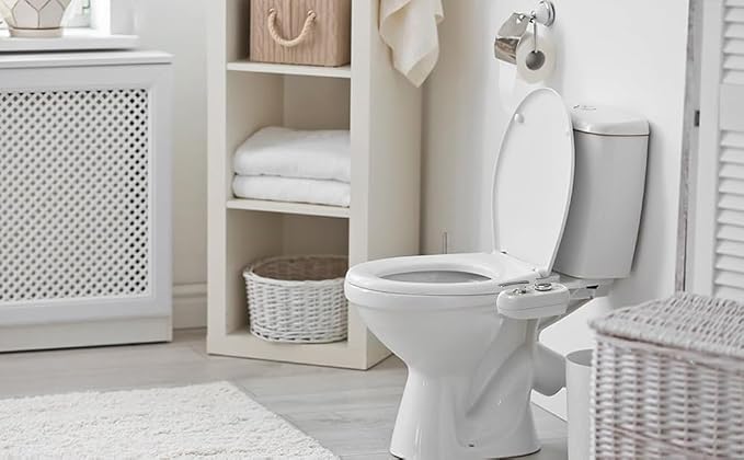 Bidet Attachment for Toilet Warm Water Left - Hot and Cold Self-Cleaning, Dual Nozzle, Non-Electric Bidet Attachment for Toilet Seat, Adjustable Water Pressure, Rear and Feminine Wash, Lever Control