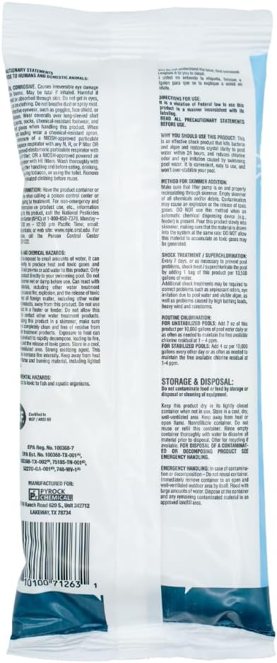 Cal Hypo Granule Pool Shock – Fast-Dissolving Chlorine Shock Treatment for Swimming Pools – Powerful Pool Water Clarifier & Sanitizer – for Inground & Above Ground Pools – 1 lb Bag (24 Pack)