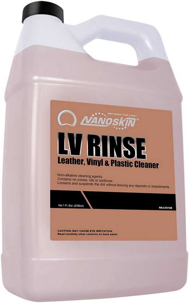 Nanoskin LV RINSE Professional Leather & Vinyl Cleaner 1 Gallon - pH Balanced, Non-Alkaline, Residue-Free Cleaning | Contains No Waxes, Oils & Additives | Ideal for Natural, Synthetic, Pleather & More