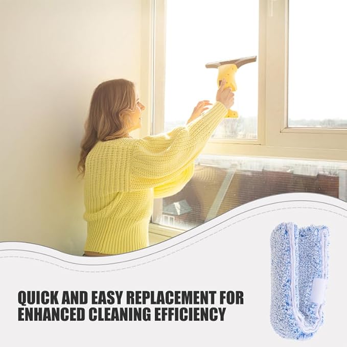 Ipetboom Replacement Window Scrubber Pads 4 Pack Reusable Microfiber Window Cleaner Refills for Bathroom Mirrors Tabletops Glass Cleaning 14.17 X 2.75 X 1.57 in