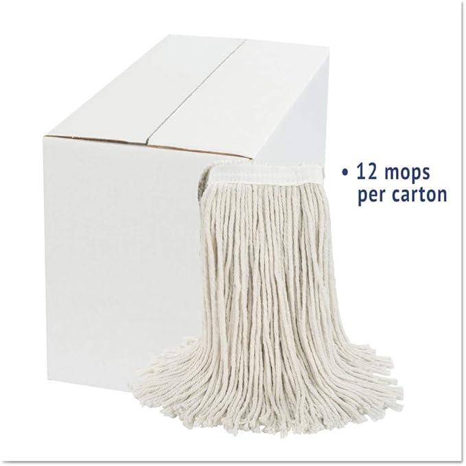 Boardwalk 2020CCT Cut-End Wet Mop Head, Cotton, White, 20, 12/Carton