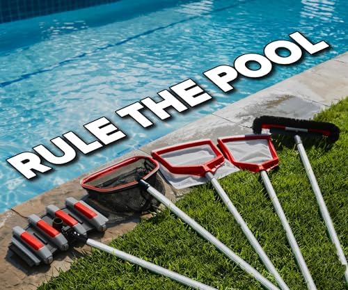 Pool Leaf Skimmer Net for Cleaning with 12 Feet Aluminum Telescopic Pool Pole Swimming Pool Leaf Net - Heavy Duty, Reinforced Frame, Large Capacity Pool Rake // The Ultimate