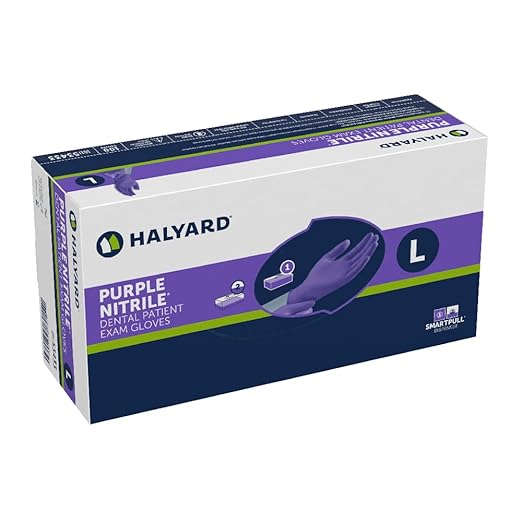 HALYARD Purple Nitrile Dental Patient Exam Gloves, Non-Sterile, 5.9 mil, 9.5 Inches, Purple, Large, 53433 (Case of 1000)